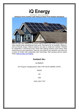 Enhance Pool Comfort with Heliocol Solar Pool Heating Solutions