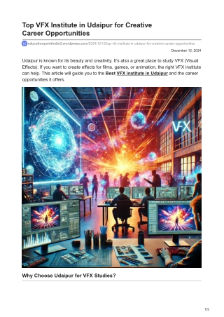 educationpointindia3.wordpress.com-Top VFX Institute in Udaipur for Creative CareerOpportunities