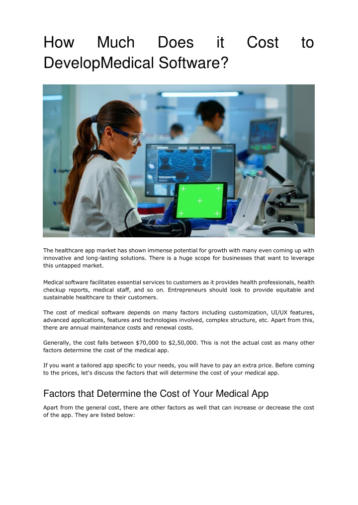 how developmedical software