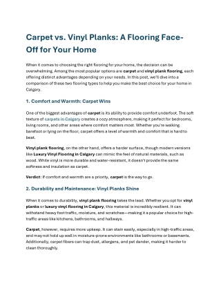 Carpet vs. Vinyl Planks: A Flooring Face-Off for Your Home