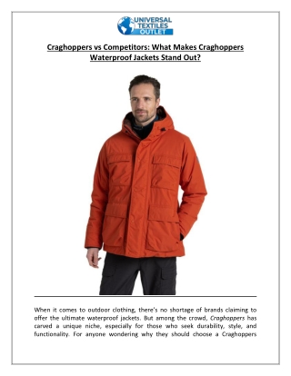 Craghoppers vs Competitors: What Makes Craghoppers Waterproof Jackets Stand Out?