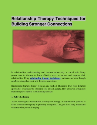 relationship therapy techniques for building