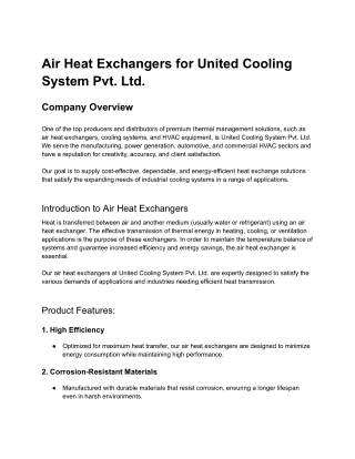 air heat exchangers for united cooling system
