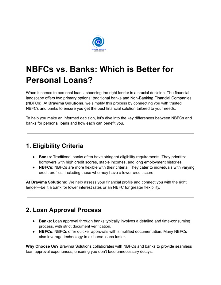 nbfcs vs banks which is better for personal loans