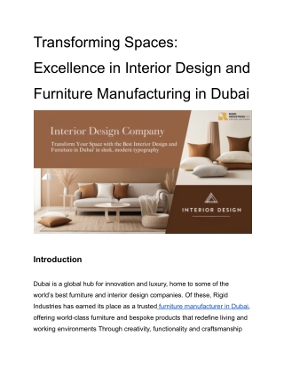 Transforming Spaces_ Excellence in Interior Design and Furniture Manufacturing in Dubai