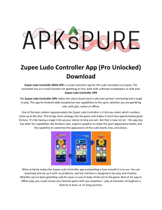 Zupee Ludo Controller App (Pro Unlocked) Download