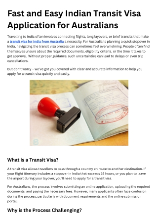 fast and easy indian transit visa application