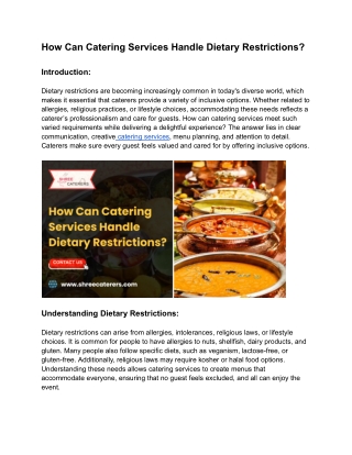 How Can Catering Services Handle Dietary Restrictions