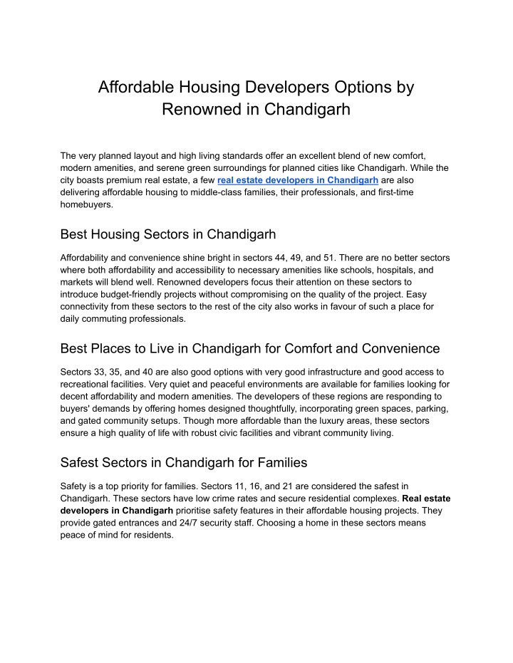 affordable housing developers options by renowned