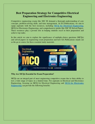 Best Preparation Strategy for Competitive Electrical Engineering and Electronics Engineering