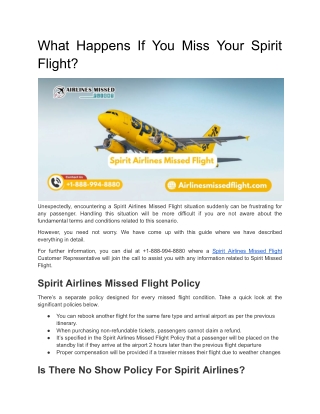 What Happens If You Miss Your Spirit Flight