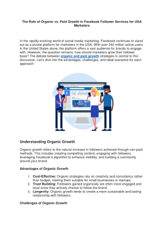 The Role of Organic vs. Paid Growth in Facebook Follower Services for USA Marketers