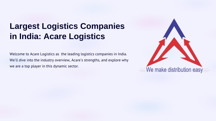 largest logistics companies in india acare