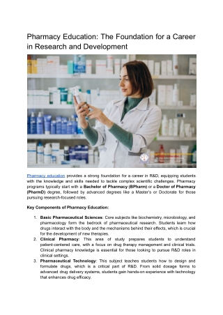 Pharmacy Education_ The Foundation for a Career in Research and Development