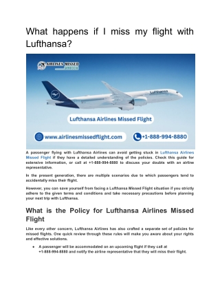 What happens if I miss my flight with Lufthansa
