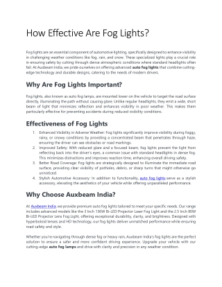 How Effective Are Fog Lights