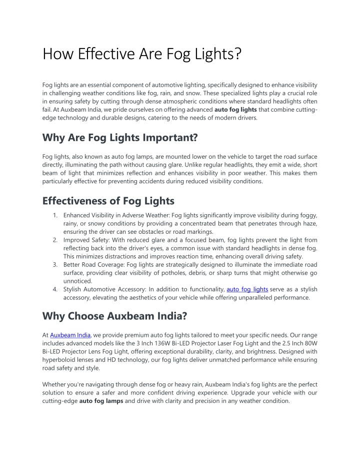 how effective are fog lights