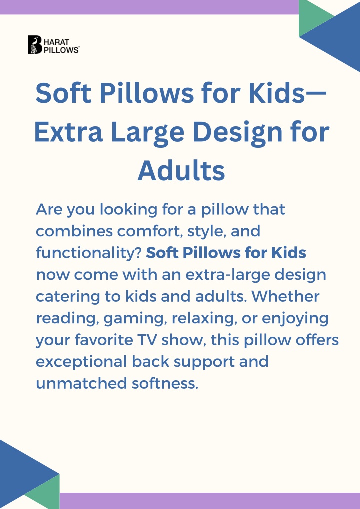 soft pillows for kids extra large design