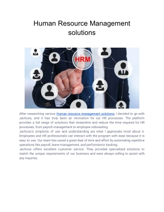 Human Resource Management solutions