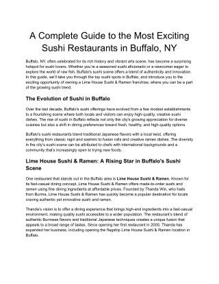 A Complete Guide to the Most Exciting Sushi Restaurants in Buffalo, NY