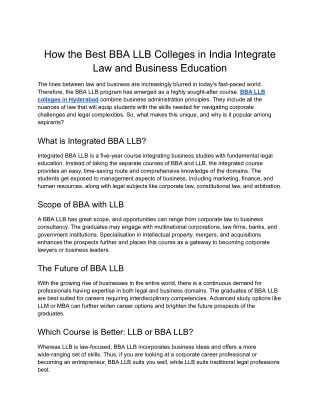 SLS Hyd- How the Best BBA LLB Colleges in India Integrate Law and Business Education