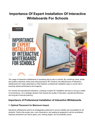 Importance Of Expert Installation Of Interactive Whiteboards For Schools