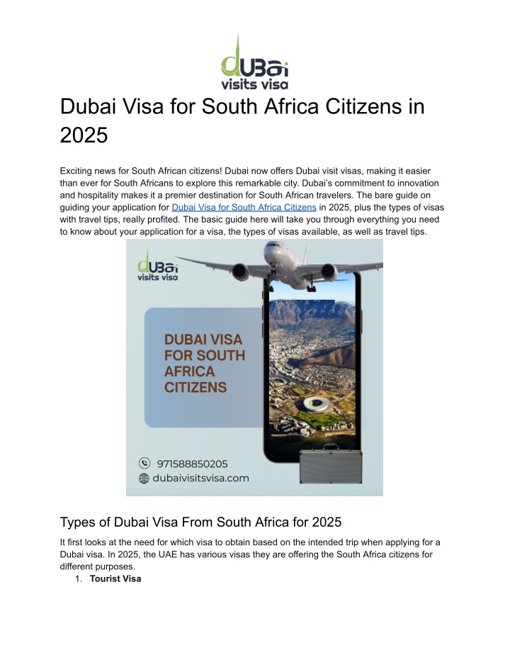 PPT Dubai Visa for South Africa Citizens in 2025 PowerPoint