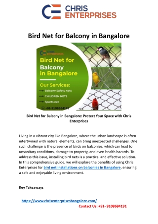 Bird Net for Balcony in Bangalore