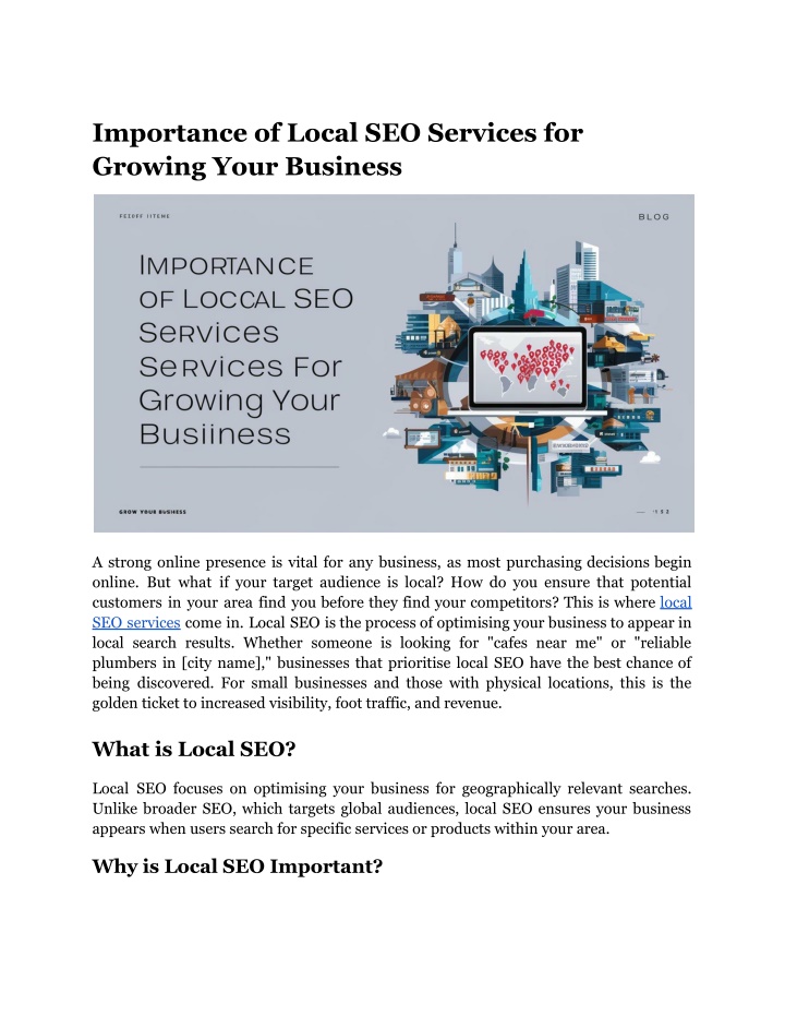 importance of local seo services for growing your