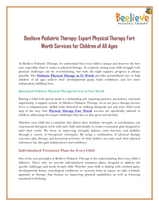 Pediatric Physical Therapy in Ft Worth