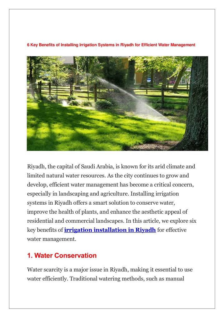 6 key benefits of installing irrigation systems