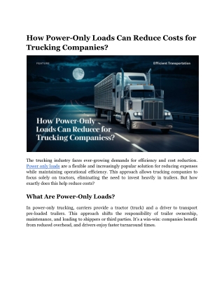 How Power Only Loads Can Reduce Costs for Trucking Companies