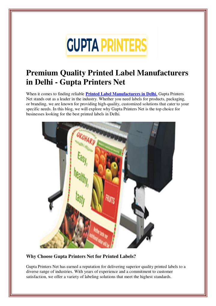 premium quality printed label manufacturers