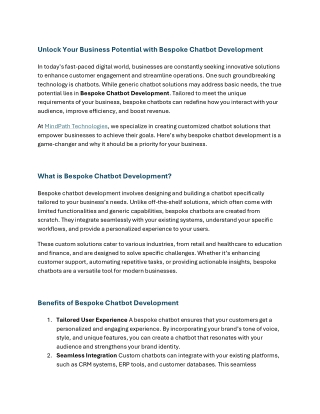 Unlock Your Business Potential with Bespoke Chatbot Development