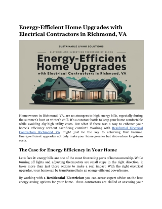 Energy-Efficient Home Upgrades with Electrical Contractors in Richmond, VA