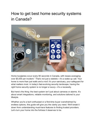 How to get best home security systems in Canada_