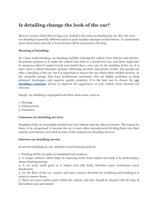 Is detailing change the look of the car