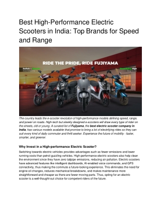 Best High-Performance Electric Scooters in India_ Top Brands for Speed and Range