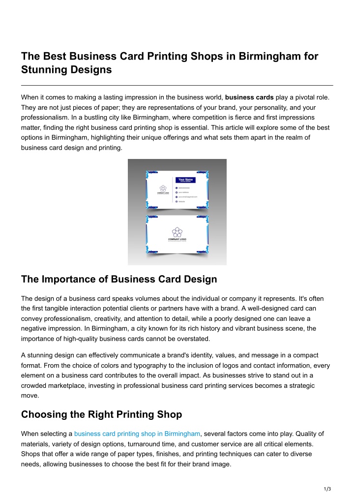 the best business card printing shops