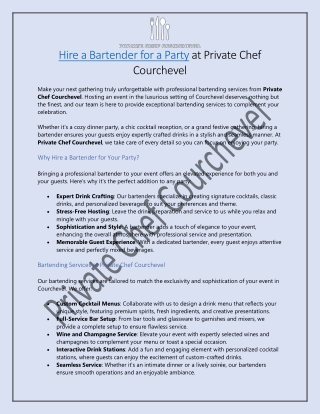 Hire a Bartender for a Party at Private Chef Courchevel