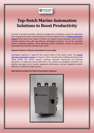 Top-Notch Marine Automation Solutions to Boost Productivity