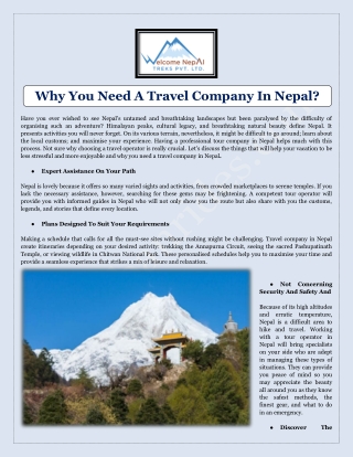 Why You Need A Travel Company In Nepal