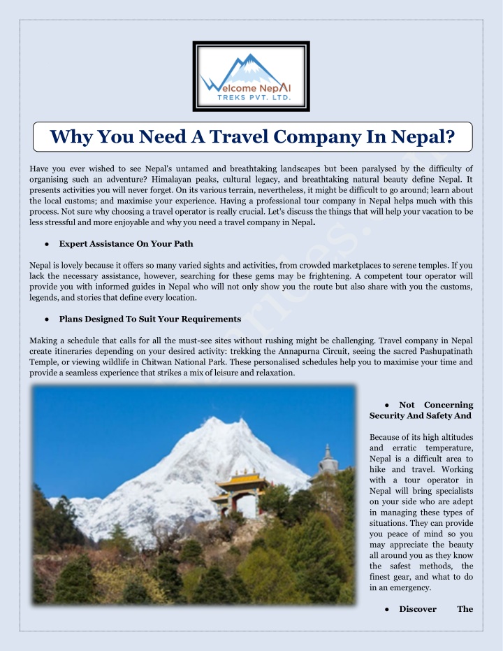 why you need a travel company in nepal