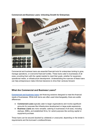 Commercial and Business Loans_ Unlocking Growth for Enterprises