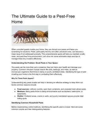 the ultimate guide to a pest free home