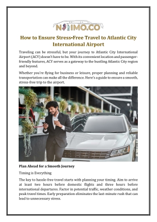 How to Ensure Stress-Free Travel to Atlantic City International Airport