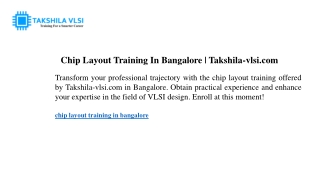 chip layout training in bangalore takshila vlsi