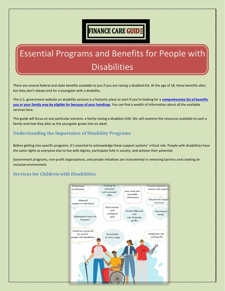 essential programs and benefits for people with