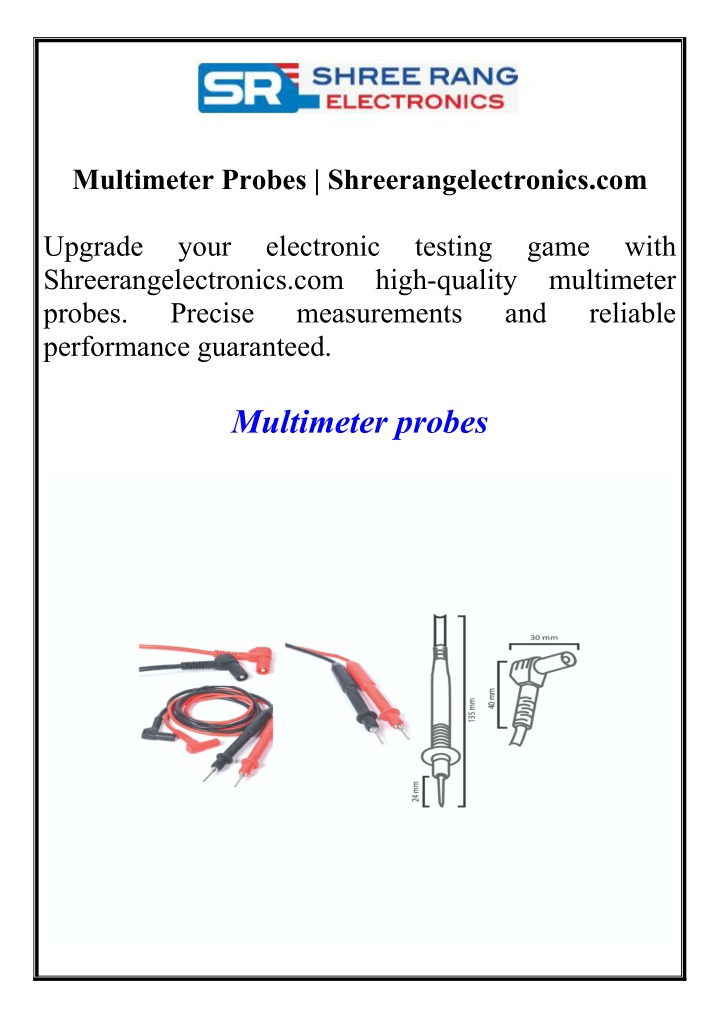 multimeter probes shreerangelectronics com