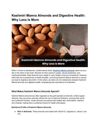 Kashmiri Mamra Almonds and Digestive Health: Why Less Is More